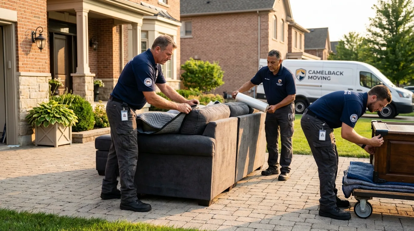 Large estate moving crew wrapping furniture in Fayetteville, WV