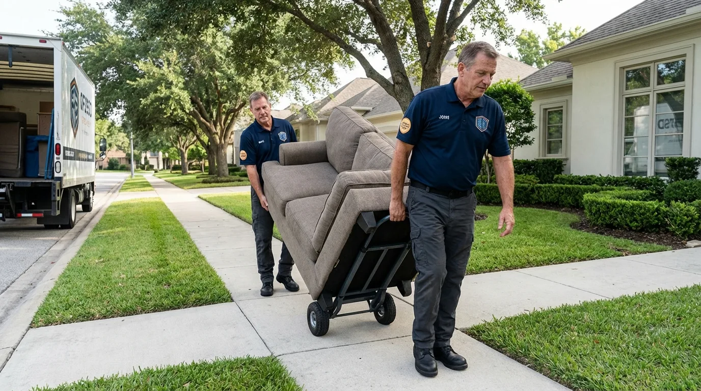 Local residential moving crew loading furniture in Fayetteville, WV